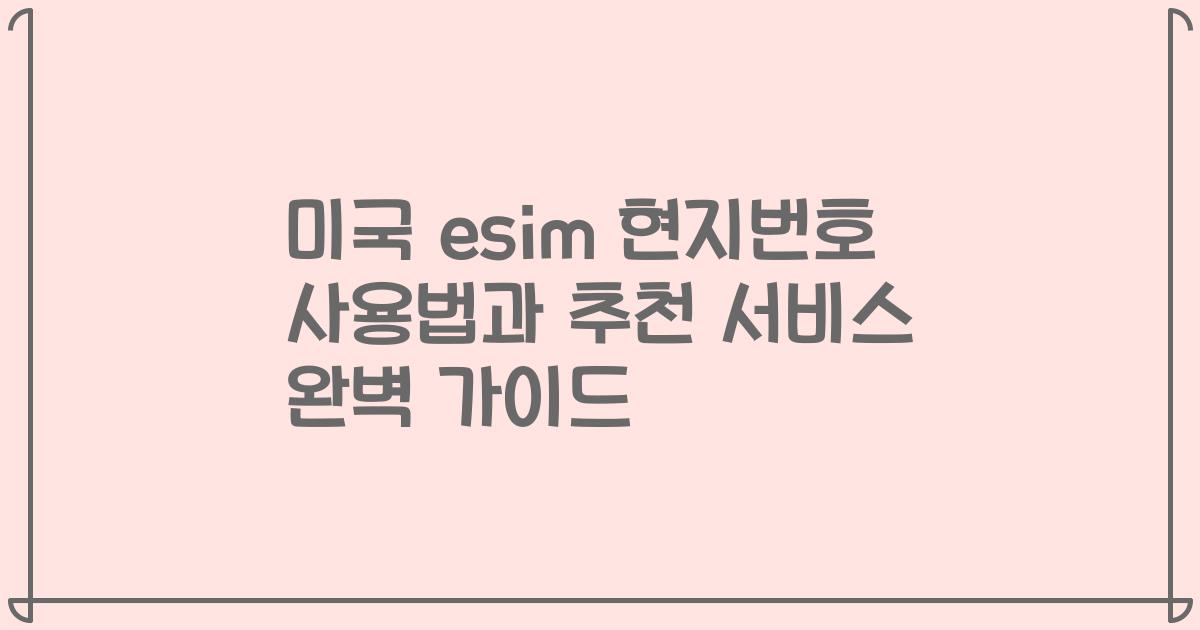 미국 esim 현지번호 사용법과 추천 서비스 완벽 가이드