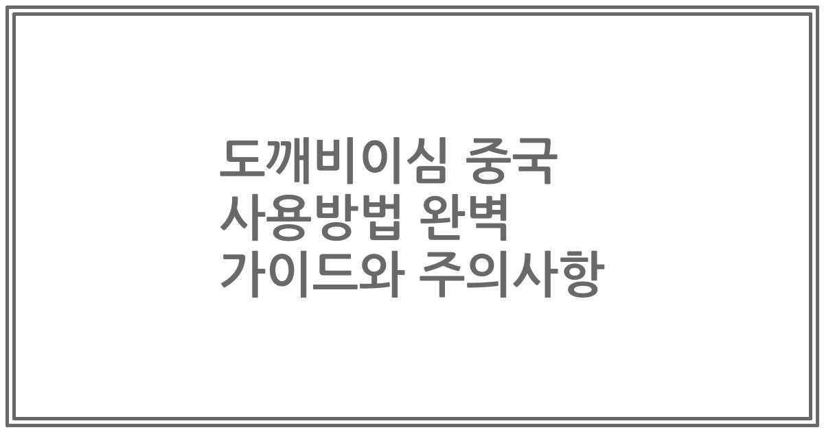 도깨비이심 중국 사용방법 완벽 가이드와 주의사항