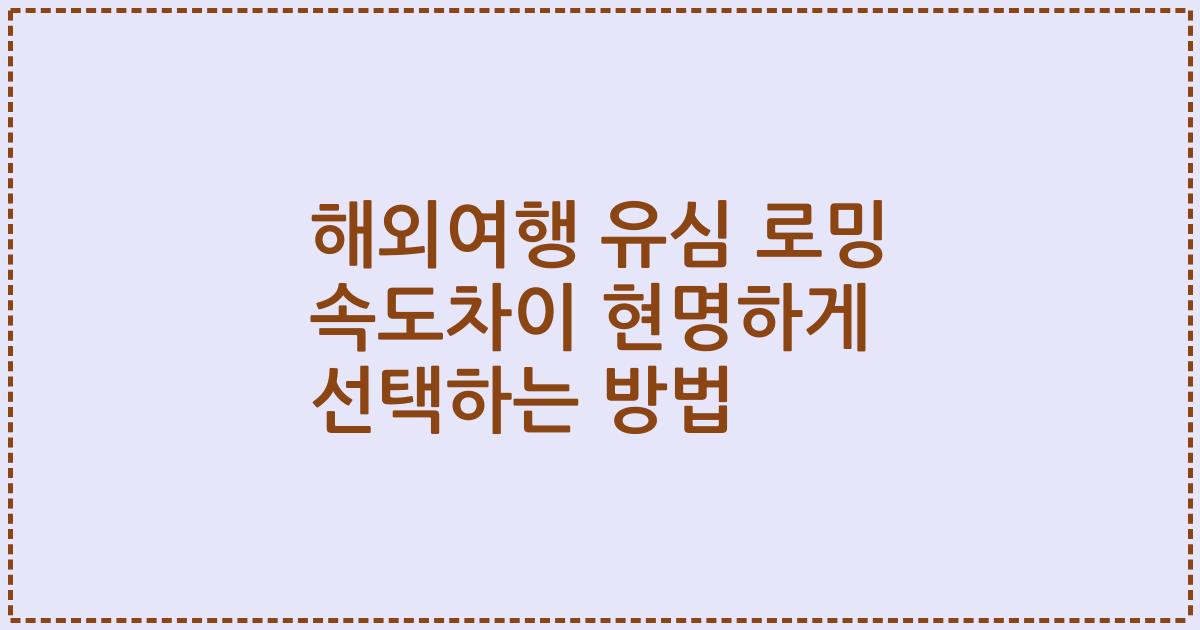 해외여행 유심 로밍 속도차이 현명하게 선택하는 방법
